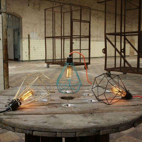 Filament Style - Lampada a sospensione-Filament Style-DIAMOND 1 - Suspension Or câble Noir Ø18cm | Lampe